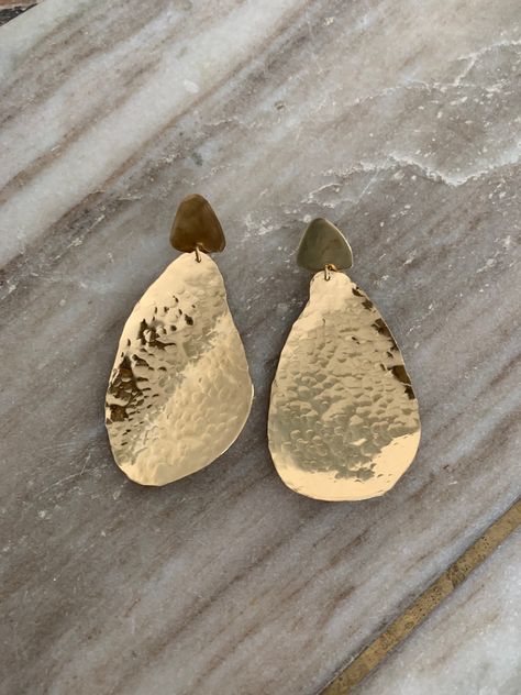 Brass Earrings Handmade, Afrocentric Earrings, Soldered Jewelry, Hammered Jewelry, Pear Earrings, Eco Jewelry, Silver Gold Jewelry, Soldering Jewelry, Hammered Earrings