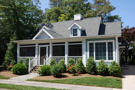 A screened front porch Screened In Front Porch Cape Cod, Enclosed Porch Front Of House, Houses With Screened In Front Porches, Small Screened In Front Porch, Screened In Front Porch Curb Appeal, Enclosing Front Porch, Front Porch Screened In Ideas, Enclosed Front Porch Ideas, Screened In Front Porch