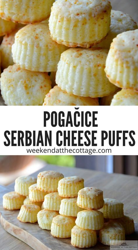 These fabulous, puffy, mile-high, one-bite cheese snacks will be the talk of your next party or get together. A traditional Serbian recipe, we’re loving how easy POGAČICE are to make! Serve them as an appetizer or pop them in your lunchbox for a tasty treat! #appetizer #newyearseve #recipe Cheese Puffs Recipe, Eastern European Recipes, Cheese Puffs, Serbian Recipes, Appetizers Easy Finger Food, Croatian Recipes, Cheese Snacks, European Cuisine, Party Snack