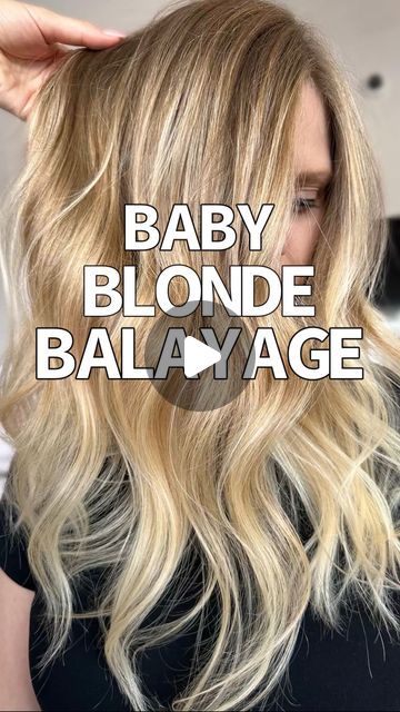 Adina Pignatare | BALAYAGE | HAIR VIDEOS | EDUCATOR on Instagram: "Baby Blonde Balayage 👌🏼 that sunkissed blonde look  No matter what I always start with #metaldetox - all you have to do is mist it on in sections on dry hair. If you’ve never experienced a chemical reaction consider yourself lucky. This spray will create a safe canvas for you to color on top of.. think of it as insurance.   I used #blondstudio 8 by @lorealpro with 40volume. I like my ratio 1 scoop to 1.5oz of developer. I glossed with #dialight 10.32   #babyblondehighlights #balayageeducation #balayagevideos #haired #haireducation #lowmaintenancehair #balayageblonde #blondehairgoals #btcreelquickie" Baby Blonde Balayage, Balayage Hair Videos, Sunkissed Blonde, Baby Blonde Hair, Blonde Hair Goals, Baby Blonde, Blonde Gif, Dimensional Blonde, Chemical Reaction