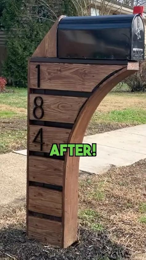 Instagram Custom Mailbox Post, Diy Mailbox Post, Diy Mailbox Ideas, Modern Mailbox Diy, Farmhouse Mailboxes, Modern Mailbox Design, Rustic Mailboxes, Mailbox Stand, Cool Mailboxes