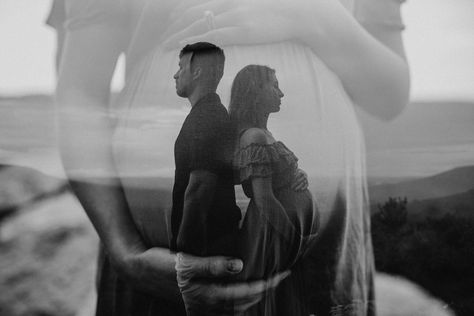 Double Exposure Maternity Photography, Double Exposure Couple Photography, Maternity Double Exposure, Pregnancy Couple, Pregnant Photos, Maternity Shots, Maternity Beach, Portfolio Shoot, Composite Photography