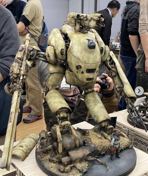 Mecha Cyberpunk, Dieselpunk Mech, Kow Yokoyama, Scifi Building, Metal Sculpture Artists, Metal Robot, Diy Robot, Sci Fi Design, Digital Sculpture