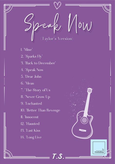 Speak Now Tracklist, Last Kiss, Speak Now, Dear John, Never Grow Up, American Singers, Studio Album, Singer Songwriter, Revenge