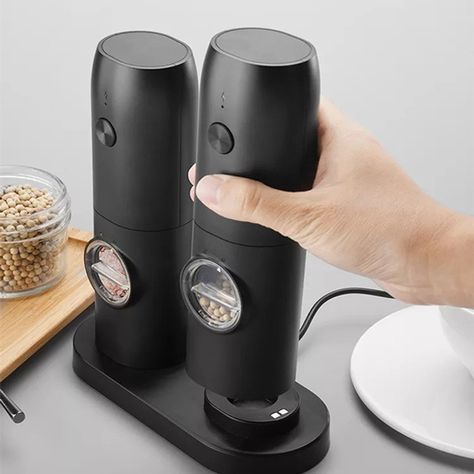 Rechargeable Electric Grinder Set - 2pc Electric Pepper Grinder, Spice Mill, Salt Mill, Salt And Pepper Mills, Salt And Pepper Grinders, Natural Antibiotics, Spice Grinder, Kitchen Spices, Herb Grinder