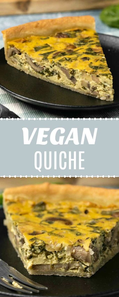 Quiche Vegan, Tofu Scramble Vegan, Vegan Quiche, Spinach And Mushrooms, Breakfast Vegan, Vegan Brunch, Diet Breakfast, Savory Vegan, Spinach Stuffed Mushrooms