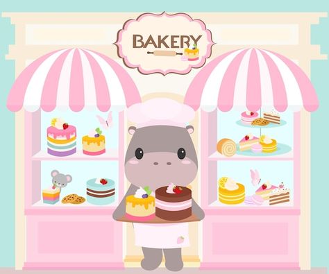 Cake Shop Illustration, Bakery Shop Illustration, Logo Panda, Baking Wallpaper, Sweet Birthday Cake, Cakes And Pies, Bakery Shop Design, Carnival Birthday Party Theme, 10 Birthday Cake