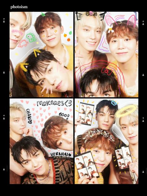 Dino Photobooth, Svt Maknae Line, Svt Photobooth, Seventeen Maknae Line, Seventeen Photobooth, Film Doodle, Seventeen Doodle, Dino Seungkwan, Maknae Line