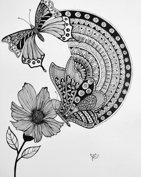 Theme based butterfly Mandala drawn with micron pen Micron Pen Art, Art Deco Tattoo, Easy Mandala Drawing, Micron Pen, Butterfly Mandala, Clever Tattoos, Boho Art Drawings, Pencil Sketch Images, Mandela Art