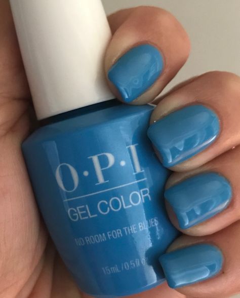 OPI No Room for the Blues - my first time ever doing gel nails at home | Late May Doing Gel Nails, Diy Gel Nails At Home, Diy Gel Nails, Gel Nails At Home, Diy Swimming Pool, Gel Nails Diy, Nails At Home, The Blues, Gel Color