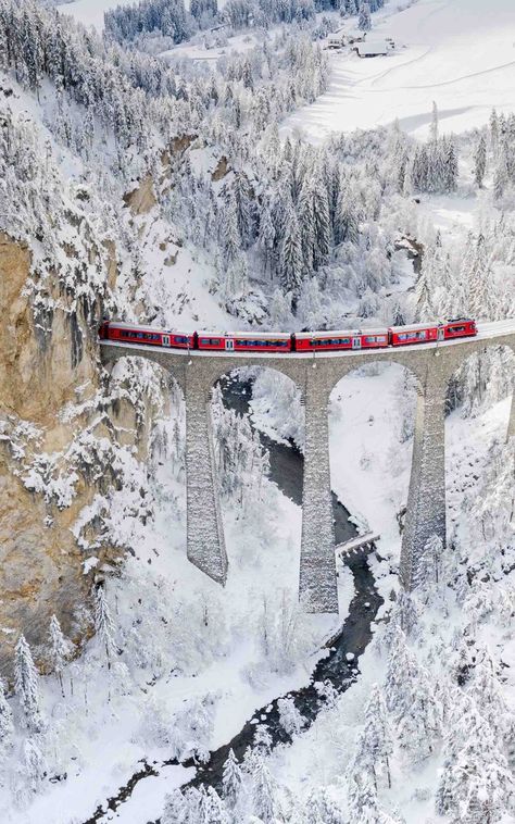 Switzerland Aesthetic Winter, Mountain Switzerland, Switzerland Aesthetic, Bernina Express, Aesthetic Winter, Snow Mountain, Travel Images, Train Rides, Train Travel