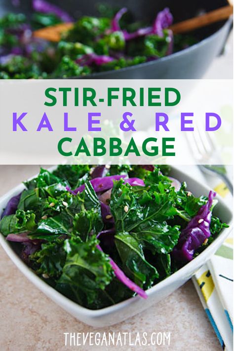 Kale Cabbage Broccoli Stir Fry, Red Cabbage And Kale Recipes, Red Cabbage Stir Fry, Red Cabbage Stir Fry Recipes, Cooked Red Cabbage, Cabbage And Kale, Keto Stir Fry, Kale Salads, Cabbage Recipes Healthy