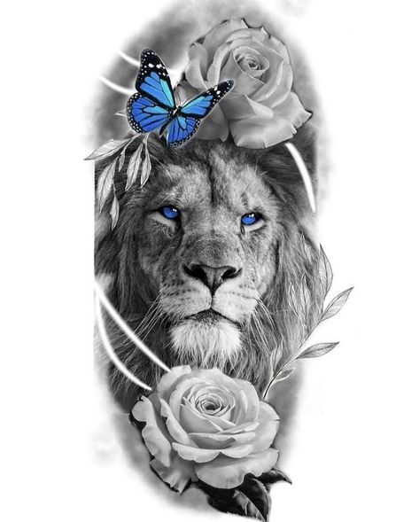 Black Panther Tattoo With Flowers, Lion And Flowers Tattoo Design, Lion Leg Tattoo, Leo Lion Tattoos, Traditional Tattoo Man, Tiger Tattoo Sleeve, Tattoo Coloring Book, Lion Tattoo Sleeves, Native Tattoos