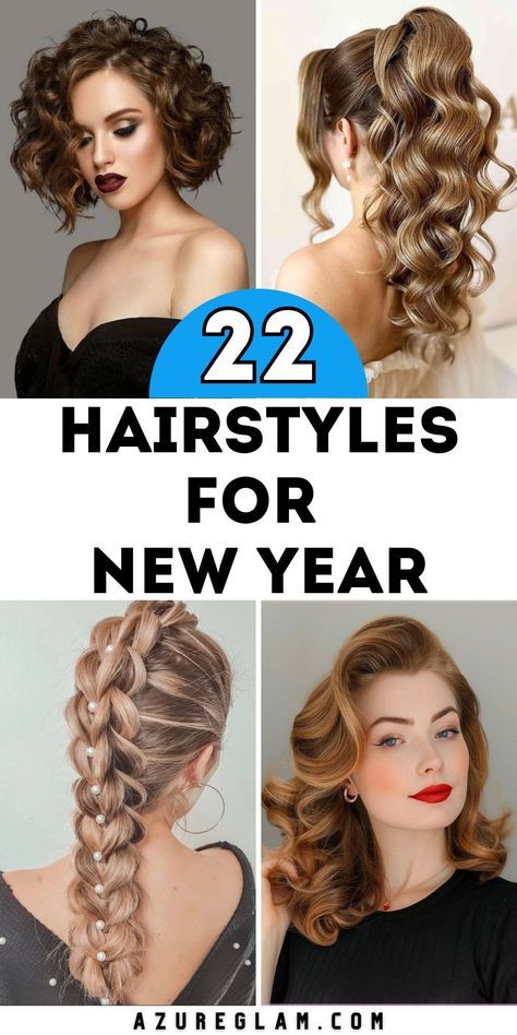 New Year Hairstyle 2024, Night Out Hairstyles For Medium Hair, Date Night Short Hairstyles, Work Party Hairstyles, Cocktail Party Hairstyles Medium, Hairstyles For New Year Party, Hairstyles For New Year, Party Hairstyles Medium, Looks For Short Hair