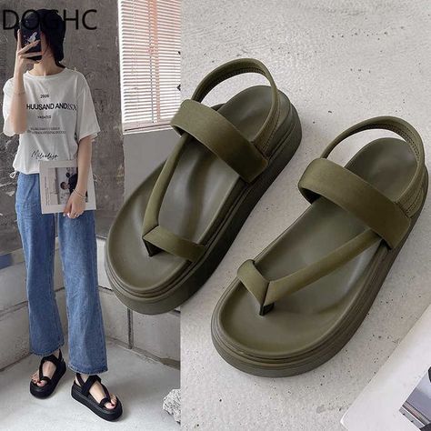 Flip Flops Platform, Street Shooting, Black Hook, Women Platform Sandals, Roman Sandals, Ladies Sandals, Women Platform Shoes, Summer Sneakers, Spaghetti Strap Mini Dress