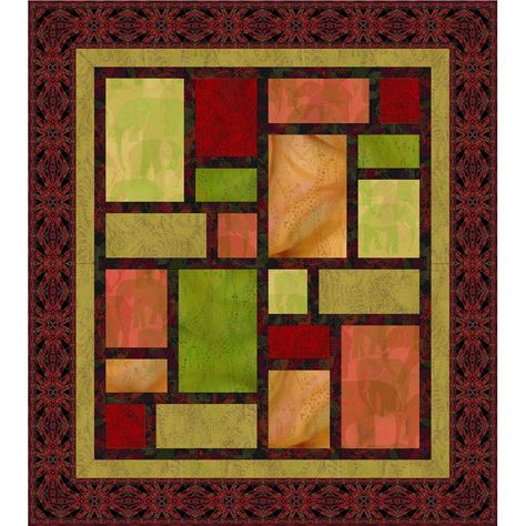 Jinny Beyer Studio — Serengeti Quilt History Of Quilting, Log Cabin Quilt Blocks, Stained Glass Quilt, Quilt Care, Free Quilt Patterns, Log Cabin Quilt, Rag Quilt, African Animals, Printed Quilt