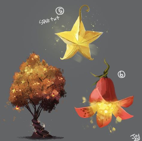 Fruit Concept Art, Magical Trees, Alien Plants, Magical Tree, Art Basics, Fantasy Drawings, Fantasy Props, Fruit Flowers, D&d Dungeons And Dragons