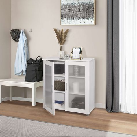 Accent Storage Cabinet, Sideboard Buffet (White) - Bed Bath & Beyond - 39559419 Accent Storage Cabinet, Accent Chests And Cabinets, Accent Storage, Wooden Cabinet, Glass Making, Curio Cabinet, Wooden Cabinets, 2 Doors, White Bedding