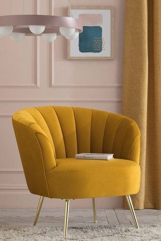 Mustard Chair, Gold Accent Chair, Yellow Accent Chairs, Yellow Chair, Ochre Yellow, Arm Chairs Living Room, Armchair Design, Living Room Decor Apartment, Accent Chairs For Living Room