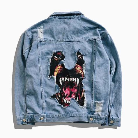 Denim Jacket Male, Denim Jacket Diy, Mode Harajuku, Streetwear Coat, Casual Denim Jacket, Jean Jacket Men, Cheap Jacket, Distressed Jean Jacket, Trendy Jeans