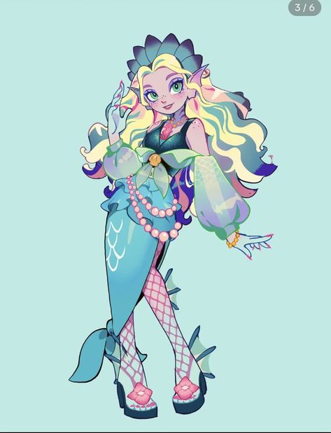 Mermaid Outfit Design, Mermaid Oc Design, Lagoona Redesign, Monster High G3 Lagoona, Sea Monster Oc, Mermaid Character Design, Monster High Fashion, Mermaid Oc, Monster H