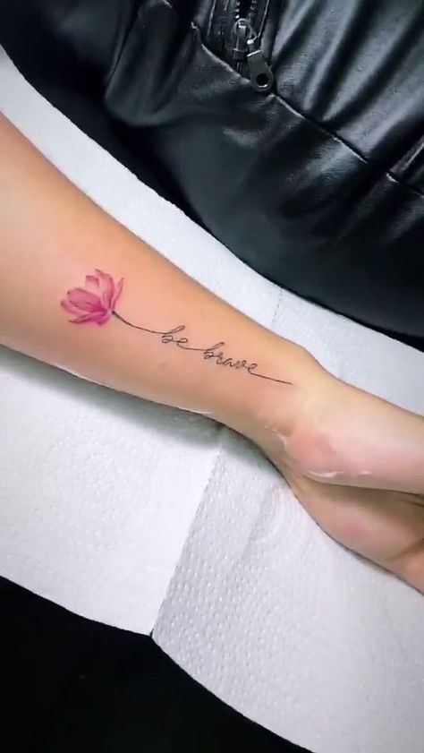 Flower Tattoo With Words As Stem, Delicate Tattoos For Women, Henna Inspired Tattoos, Cool Wrist Tattoos, Tattoos For Women Flowers, Tasteful Tattoos, Geniale Tattoos, Delicate Tattoo, Wrist Tattoos For Women