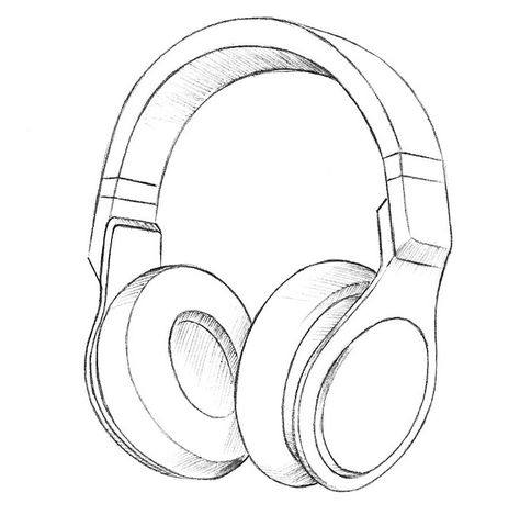 How To Draw Headphones, Draw Headphones, Headphone Sketch, Headphones Drawing, Headphones Art, Wireless Beats, Dibujo Simple, Cool Tech Gadgets Electronics, Headphones Design