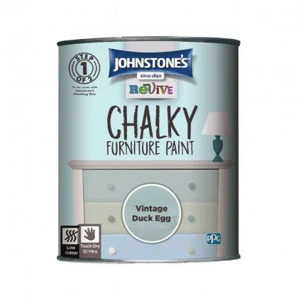 Johnstone's Revive Chalky 750Ml Duck Egg Chalky Paint, Pink Cadillac, Furniture Paint, Painting Accessories, 2 Step, Old Furniture, Paint Finishes, Spray Paint, Chalk Paint