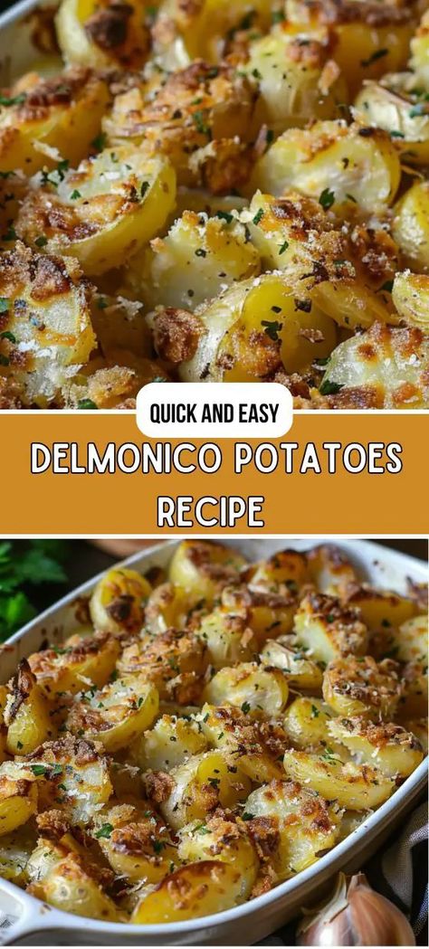 Delmonico Potatoes Recipe Delmonico Potatoes 12 Tomatoes, Petite Potatoes Recipes, New Potatoes Recipes, Delmonico Potatoes, Potato Side Dishes Easy, Potatoe Recipes, Crisp Topping, Creamy Potatoes, Red Potato Recipes