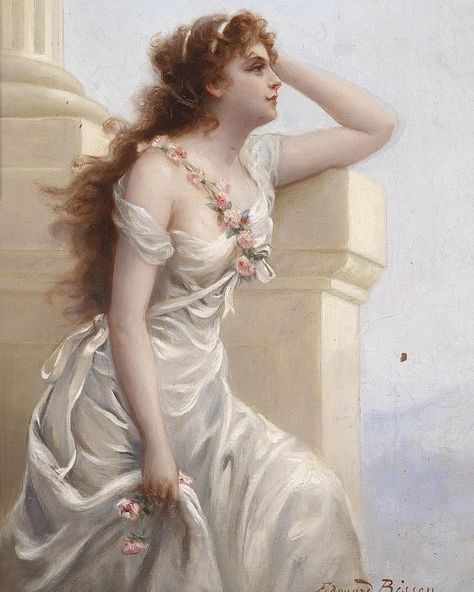 Erato - muse of love poetry on Instagram: “"A Young Beauty with a Wreath of roses" by Edouard Bisson.🌸🌼 . . . Reposted from @franko_qadn_97 . . . #painting #paint #art #painter…” Edouard Bisson, Istoria Artei, A4 Poster, Victorian Art, Foto Art, Romantic Art, Vintage Artwork, French Artists, Vintage Images