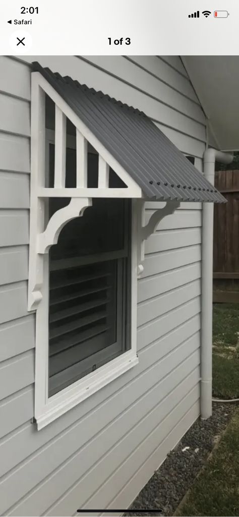 Wooden Awning, Aluminum Window Awnings, Door Overhang, Exterior Updates, Awning Window, Diy Awning, House Awnings, Window Canopy, Window Awning