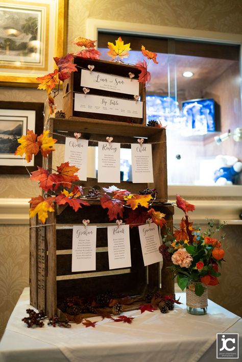 Jason Chambers, Fall Wedding Seating, Wedding Seating Chart Display, Fall Wedding Table Decor, Rainbow Lake, Rusting Wedding, Fall Wedding Tables, Wedding Flowers Sunflowers, Lake District Wedding