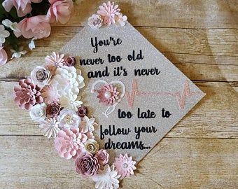 Masters Graduation Pictures, Flower Graduation Cap, Glitter Graduation Cap, Flower Graduation, Nurse Graduation Cap, Masters Graduation, High School Graduation Cap, College Graduation Cap Decoration, Graduation Poster