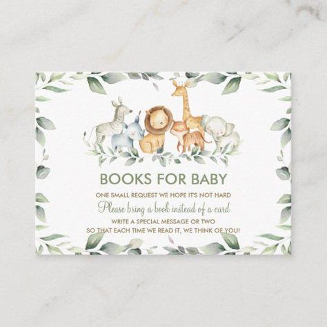 Greenery Jungle Animals Baby Shower Bring a Book - Baby Shower Invitations Safari Baby Boy, Baby Shower Bring A Book, Book Baby Shower Invitation, Baby Shower Games Unique, Lollipop Party, Teddy Bear Baby Shower Invitations, Rustic Baby Shower Invitations, Safari Baby Shower Invitations, Animals Baby Shower