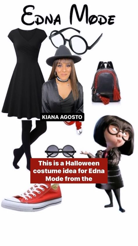 How to: Edna Mode Halloween Costume Idea! #costumeparty #costumeideas #halloweentreats #halloweenseason #HalloweenParty #spookyseason #spookyseason2023 #spookyvibes #spooktober #ednamode #theincredibles #costume | Kiana Agosto | Kiana Agosto · Original audio Edna Mode Costume, Edna Mode, Halloween Costume Idea, Mode Costume, Costume Inspo, Halloween Costumes Friends, Dress Up Day, School Dress, Costume Patterns