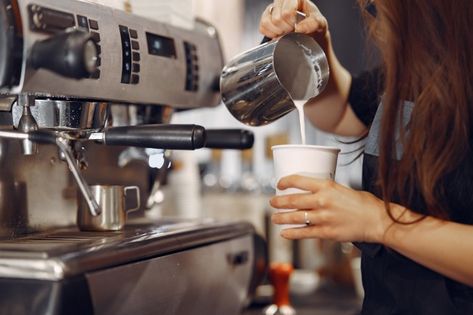 Barista cafe making coffee preparation s... | Free Photo #Freepik #freephoto #coffee #people #restaurant #black Barista Cafe, Milk Processing, Milk Plant, Scoop Of Ice Cream, Coffee Bread, The Marvels, Making Coffee, Coffee Pictures, Milk Foam