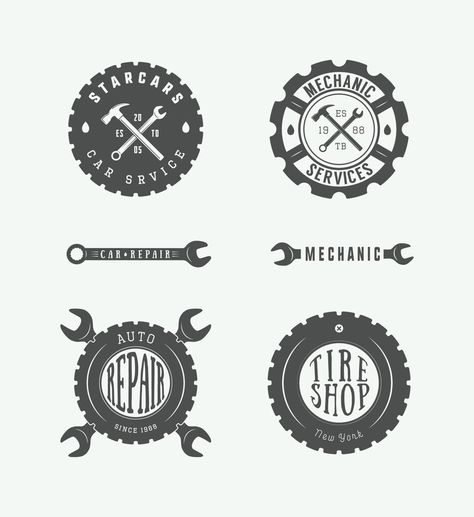 Vintage mechanic label, emblem and logo. Vector illustration Mechanic Logo, Vintage Mechanics, Mechanics Logo, Auto Service, Tyre Shop, Illustration Vector, Vector Background, Vector Logo, Vector Illustration