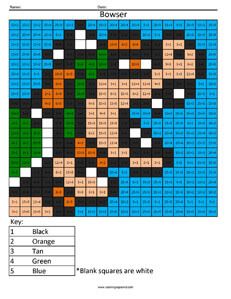 Awesome Math Worksheets Bowser Color By Number, Super Mario Free, Fun Video Games, Division Practice, Color By Number Printable, Free Activities For Kids, Algebraic Thinking, Pixel Color, Butterfly Quilt