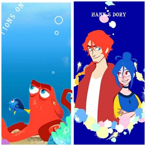 Dory And Hank Fanart, Dory X Hank, Hank Dory, Hank Finding Dory, Disney Art Drawings, Finding Dory, Finding Nemo, Art Styles, Cartoon Art Styles