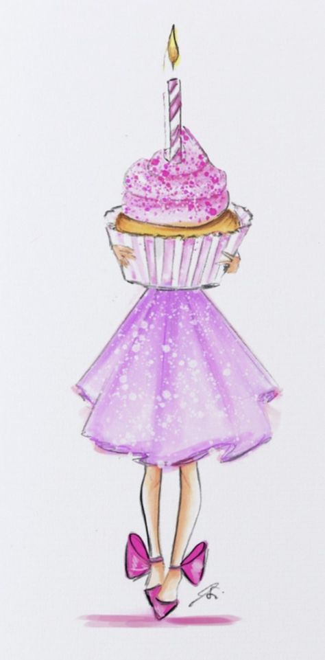 Happy Birthday Fashionista, Birthday Fashion Illustration, Runway Illustration, Girl Fashion Illustration, Illustration Birthday, Birthday Card Drawing, Fashion Drawings, Birthday Fashion, Card Drawing