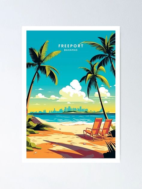 "Freeport Bahamas Tropical Escape Travel Illustration" Poster for Sale by NeuralVibe | Redbubble Bahamas Illustration, Freeport Bahamas, Tropical Escape, Poster Illustration, Travel Illustration, Illustration Poster, Icon Illustration, Texture Art, Travel Poster