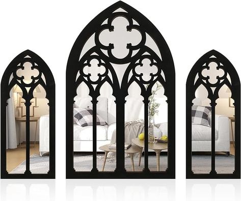 BAODBF 3Pcs Gothic Mirrors Wall Decor,Arched Window Wall Mirror,Large Gothic Wall Mirror,Black Large Gothic Mirror Wall for Living room,bedroom,bathroom : Amazon.co.uk: Home & Kitchen Decor For Dining Room, Whimsy Goth, Mirrors Wall Decor, Gothic Furniture, Mirrors Wall, Dining Room Living Room, Wall Mirror, Arch, Entryway