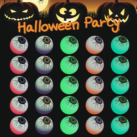 At the center these were utilized to bounce them into a skull as a Carnival game. #ad Goodie Bag Stuffers, Bouncing Balls, Halloween Glow In The Dark, Eye Balls, Scary Eyes, Senior Center, Ping Pong Balls, Bouncy Balls, Carnival Games