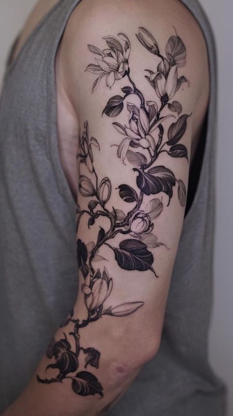 Flowers Symbolism, Feminine Dragon Tattoo, Cover Ups Tattoo, Botanical Tattoo Design, Lilac Tattoo, Dinosaur Tattoo, Magnolia Tattoo, Tulip Tattoo, Lavender Tattoo