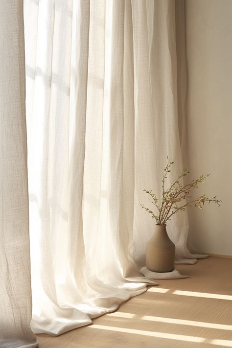 Organic Linen Curtains are the perfect addition to your eco-friendly home decor. Made from natural fibers, these curtains are not only sustainable but also stylish. The soft and breathable linen fabric adds a touch of elegance to any room. With their neutral color, they effortlessly blend with any color scheme. Whether you're looking to create a cozy living room or a serene bedroom, these organic linen curtains are a must-have. #organiccurtains #linendecor #sustainableliving French Country Curtains Living Room, Minimal Curtains, Linen Curtains Living Room, Linen Valance, Bridal Boutique Interior, Boho Window, Linen Valances, Pocket Kitchen, Brown Curtains