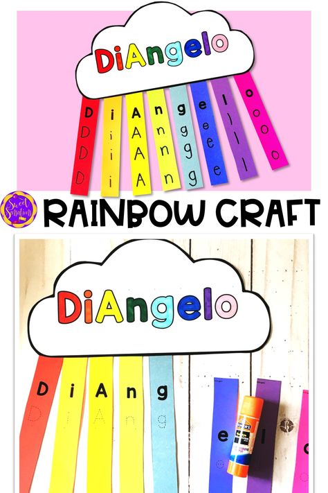 Simple rainbow name craft for spring!  Make a cloud and rainbow with names for each student.  Easy editable craft - create a unique personalized craft in minutes! Rainbow Name Craft, Crafts For Kids Spring, Kids Spring Crafts, Name Writing Activities, Name Activities Preschool, Cloud Names, Cloud Activities, Summer Names, Craft Spring