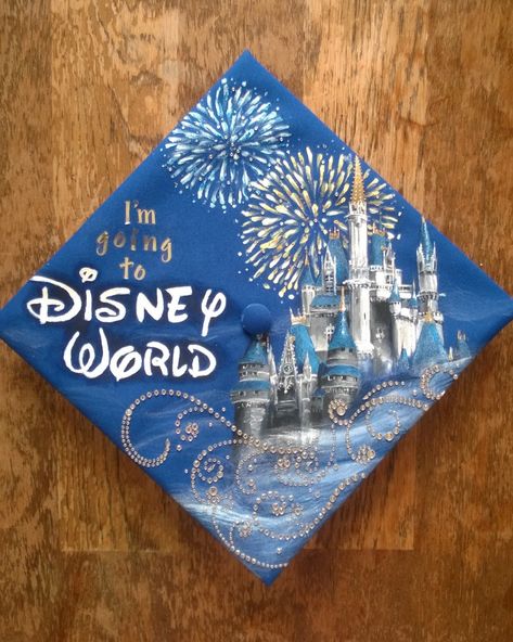 Disney Grad Caps, Disney Graduation Cap, Disney Graduation, College Grad Cap Ideas, Gonzaga University, High School Graduation Cap, College Graduation Cap Decoration, Disney College, Disney College Program