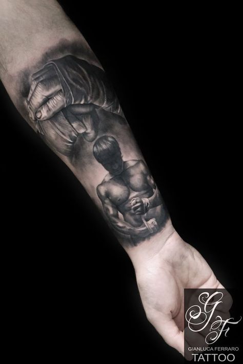 Boxing Gloves Tattoo, Boxer Tattoo, Muay Thai Tattoo, Black And Gray Tattoos, Boxing Tattoos, Polynesian Tattoos Women, Master Tattoo, G Tattoo, Wrap Tattoo