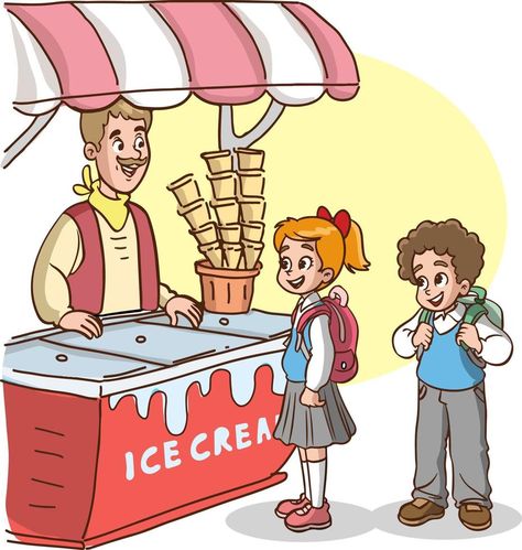 kids buying ice cream from the ice cream shop cartoon vector illustration Ice Cream Cartoon, Ice Cream Clipart, Ice Cream Illustration, Shop Illustration, Picture Story, Dark Art Drawings, Diy Crafts For Kids Easy, Kids Clipart, Vector Cartoon