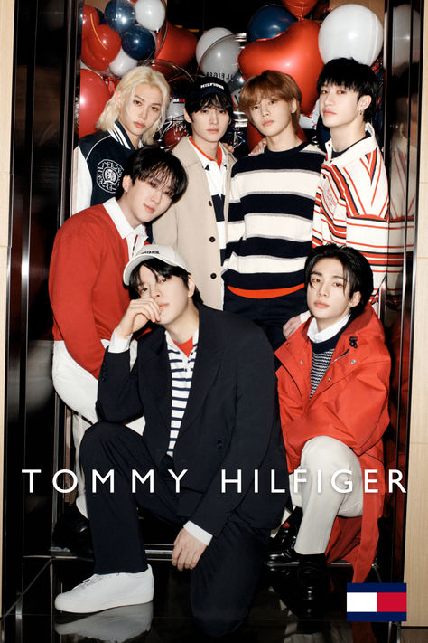 Introducing Stray Kids for Tommy Hilfiger – together in red, white & blue. Tommy Hilfiger Wallpaper, Nijirô Murakami, Shoes Jeans, Sans Cute, Jeon Jungkook Photoshoot, Kpop Funny Bts, Skz In Cute, Savage Kids, Homeless Children